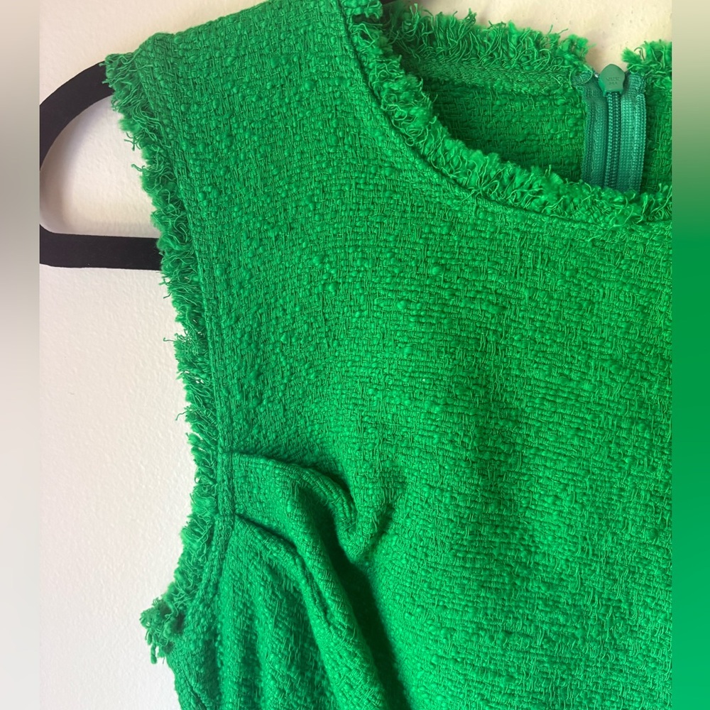 Zara Boucle Tweed Kelly Green Midi Dress XS - Picture 2 of 4